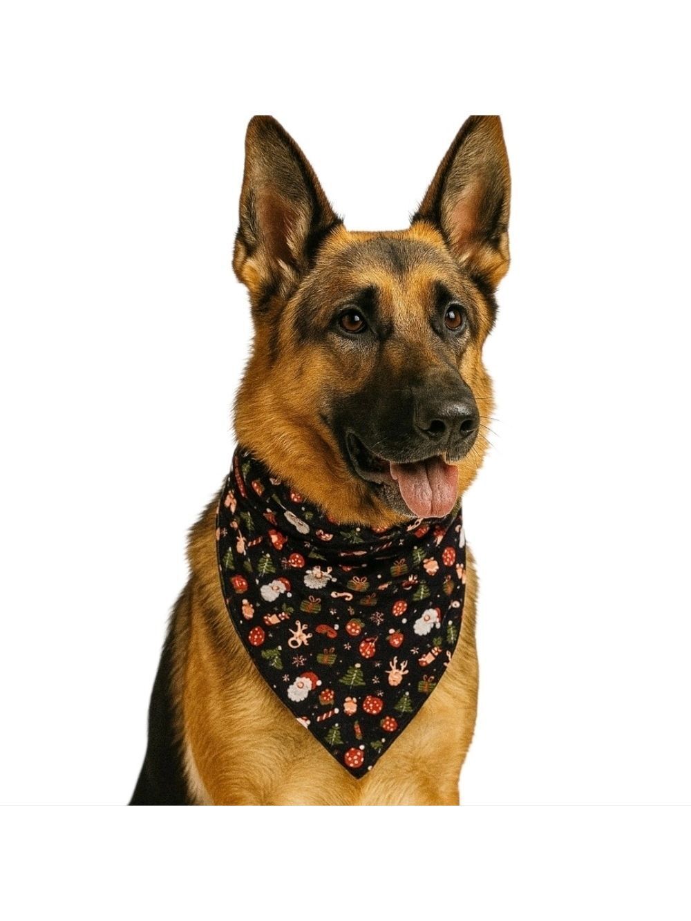 Upcycled Christmas Dog Bandana Tie up in the front blue background pets